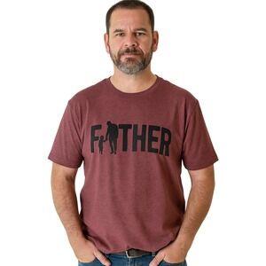 LAT Apparel Mens Maroon Father Graphic T Shirt Cotton Blend‎ Casual Size Large